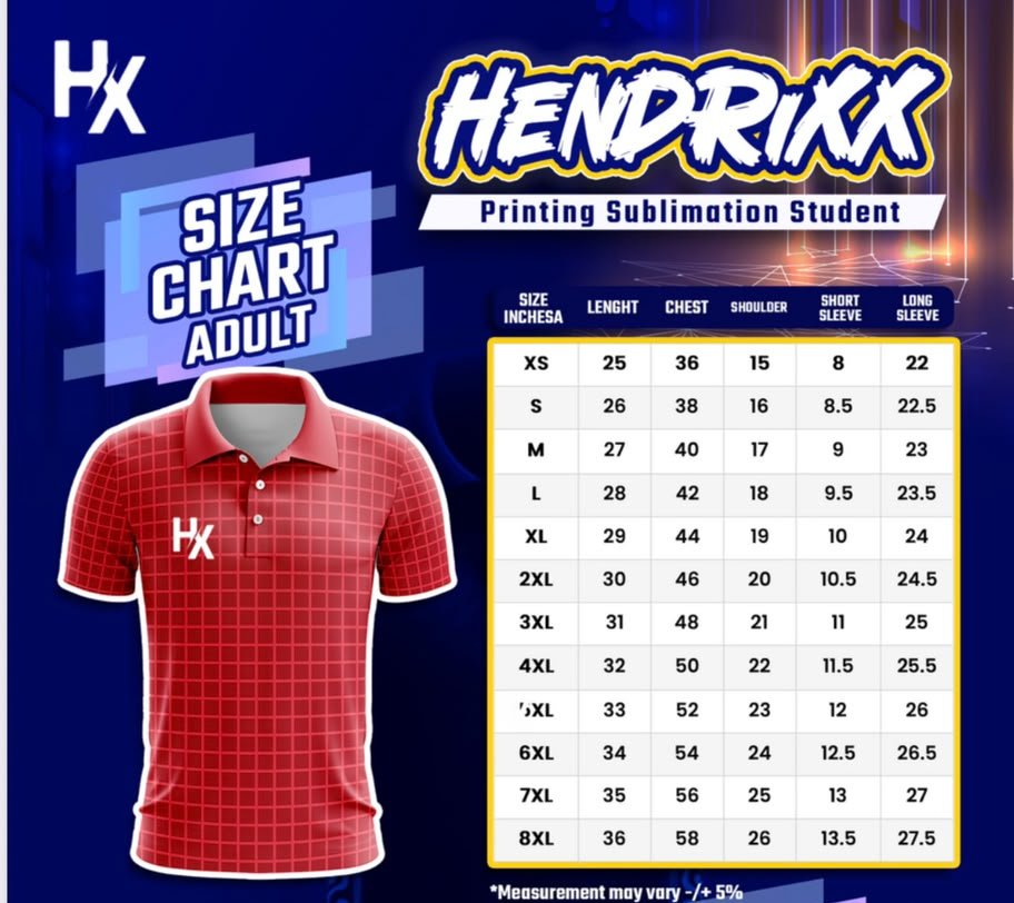 Size Chart Baju Laki
